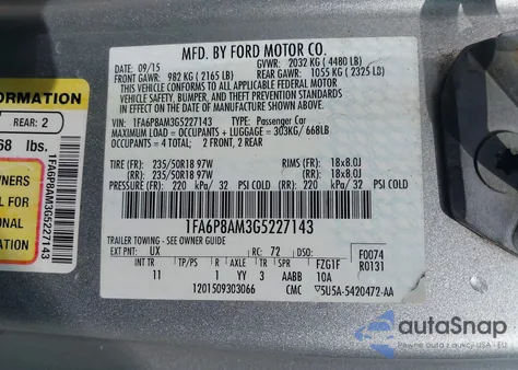 2016 Ford Mustang V6 z USA, uszkodzony, nr VIN 1FA6P8AM3G5227143